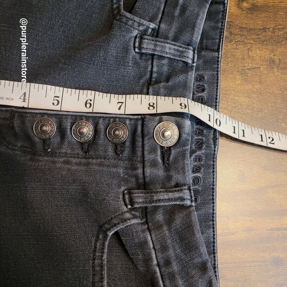 American Eagle Jeans 0 R Dream Jegging Curvy Hi Rise Crop Button Fly Black Wash - Picture 9 of 12